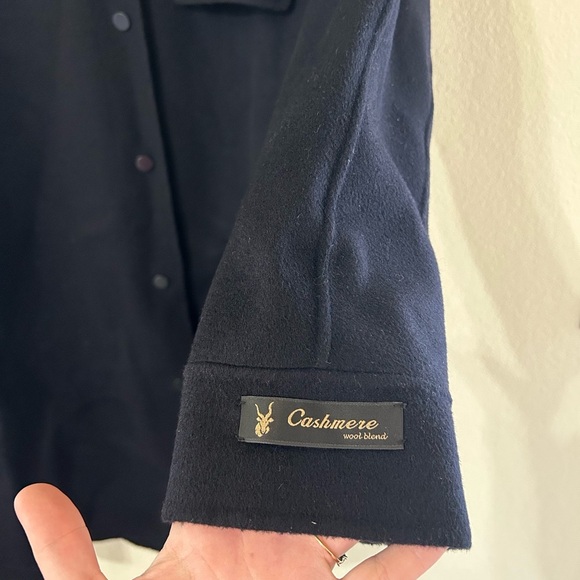 CC collect Wool Cashmere Blend Women’s Blazer Navy Lined Button Winter Sz 10-12 - Picture 5 of 8